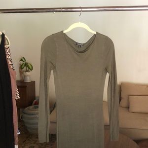 Army green Topshop midi length dress.